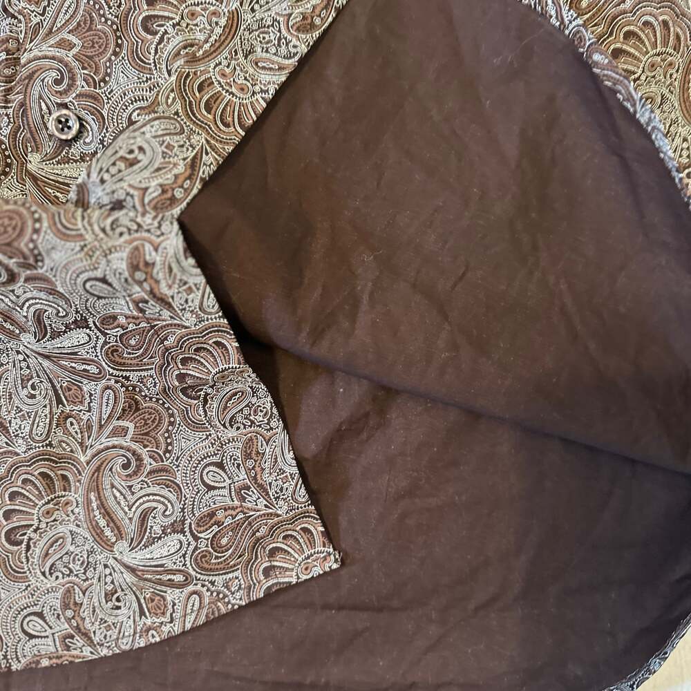 Consequence Men's Tan/Brown Paisley Long Sleeve Button Up Dress Shirt L - Picture 12 of 16